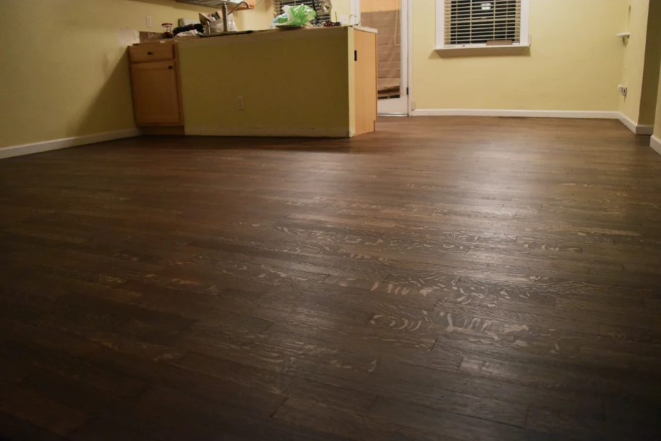 Rubio Monocoat Fumed Floor. Denver, CO. In the evening.